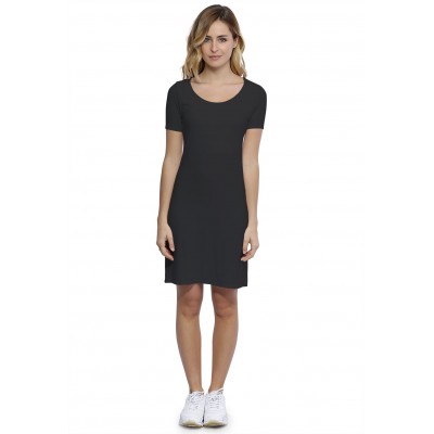 Robe col rond doublée devant manches courtes en modal ZAZA18