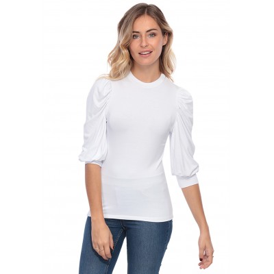 Tee-shirt col rond avec manches ballons LYANA