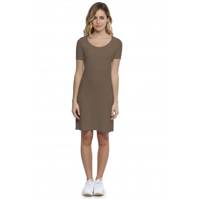 Robe col rond doublée devant manches courtes en modal ZAZA18