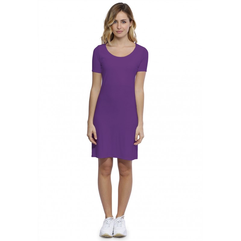 Robe col rond doublée devant manches courtes en modal ZAZA18 Robe col rond doublée devant manches courtes en modal ZAZA18