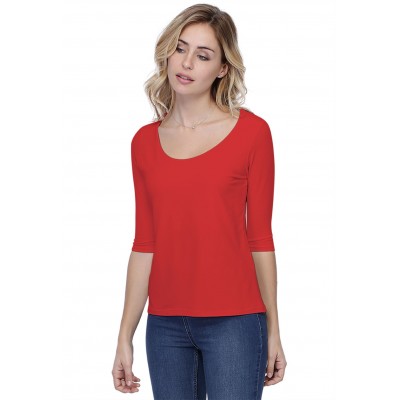 T-shirt coupe droite col rond doublé devant en modal BIKI04