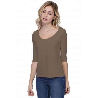 T-shirt coupe droite col rond doublé devant en modal BIKI04