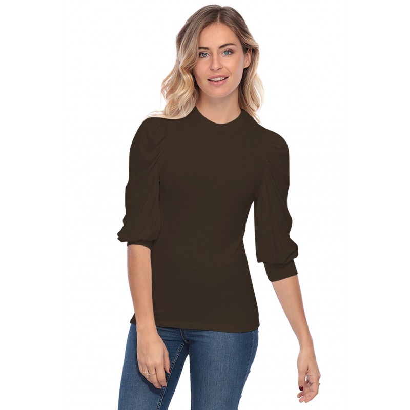 Tee-shirt col rond avec manches ballons LYANA Tee-shirt col rond avec manches ballons LYANA