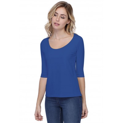 T-shirt coupe droite col rond doublé devant en modal BIKI04