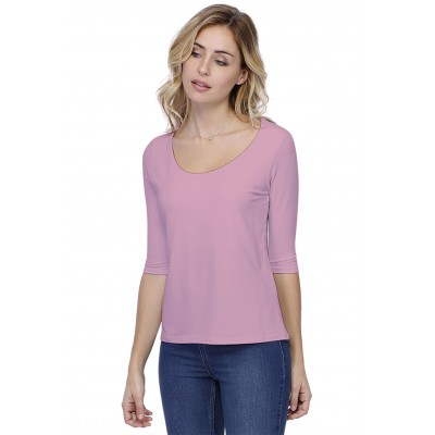 T-shirt coupe droite col rond doublé devant en modal BIKI04