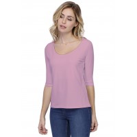 T-shirt coupe droite col rond doublé devant en modal BIKI04