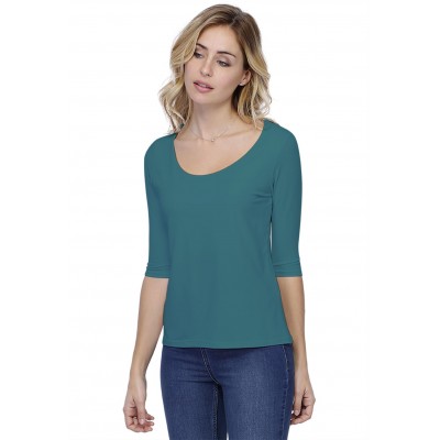 T-shirt coupe droite col rond doublé devant en modal BIKI04