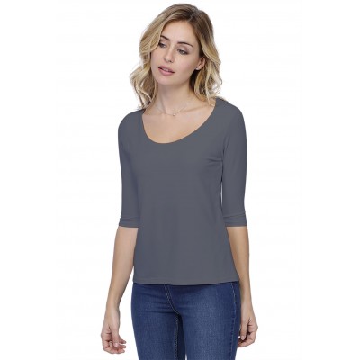 T-shirt coupe droite col rond doublé devant en modal BIKI04