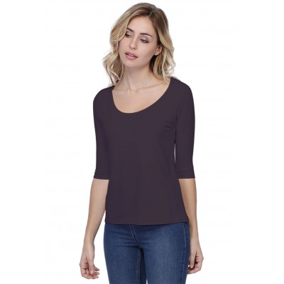 T-shirt coupe droite col rond doublé devant en modal BIKI04