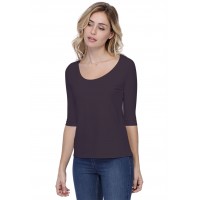 T-shirt coupe droite col rond doublé devant en modal BIKI04