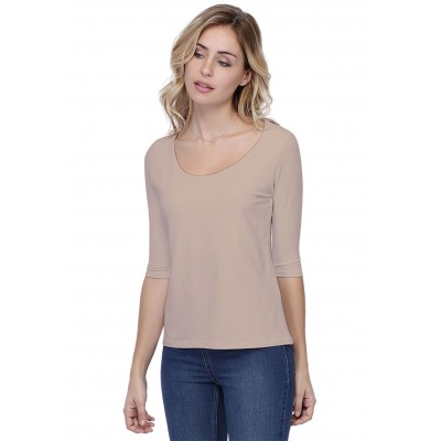 T-shirt coupe droite col rond doublé devant en modal BIKI04