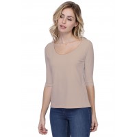 T-shirt coupe droite col rond doublé devant en modal BIKI04
