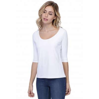 T-shirt coupe droite col rond doublé devant en modal BIKI04