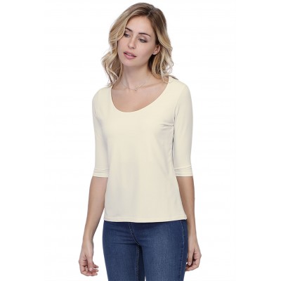 T-shirt coupe droite col rond doublé devant en modal BIKI04