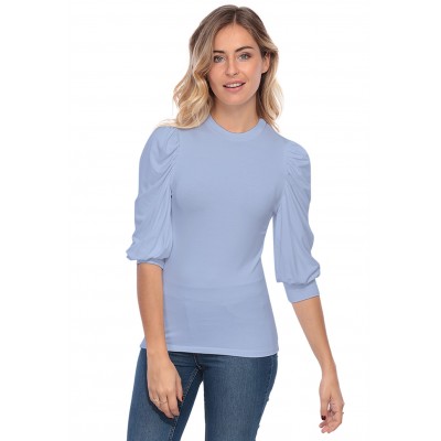 Tee-shirt col rond avec manches ballons LYANA