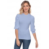 Tee-shirt col rond avec manches ballons LYANA