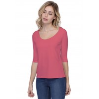 T-shirt coupe droite col rond doublé devant en modal BIKI04