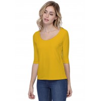 T-shirt coupe droite col rond doublé devant en modal BIKI04