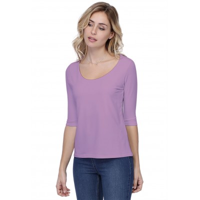 T-shirt coupe droite col rond doublé devant en modal BIKI04