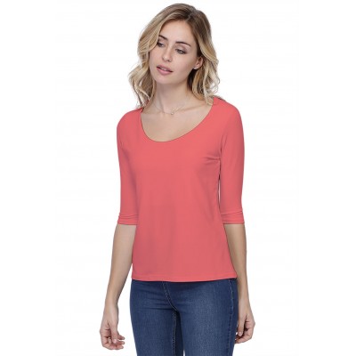 T-shirt coupe droite col rond doublé devant en modal BIKI04