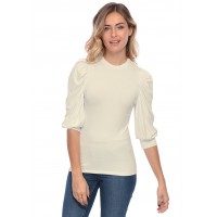 Tee-shirt col rond avec manches ballons LYANA
