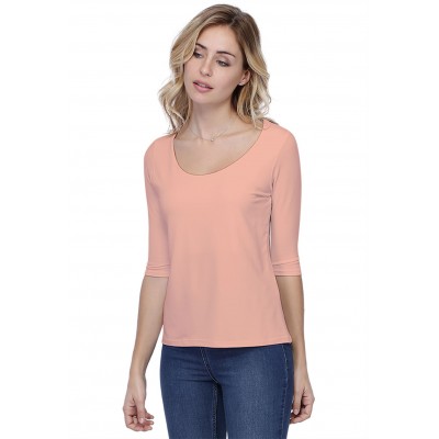 T-shirt coupe droite col rond doublé devant en modal BIKI04