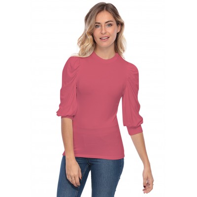 Tee-shirt col rond avec manches ballons LYANA