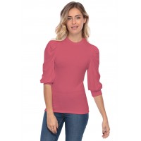 Tee-shirt col rond avec manches ballons LYANA