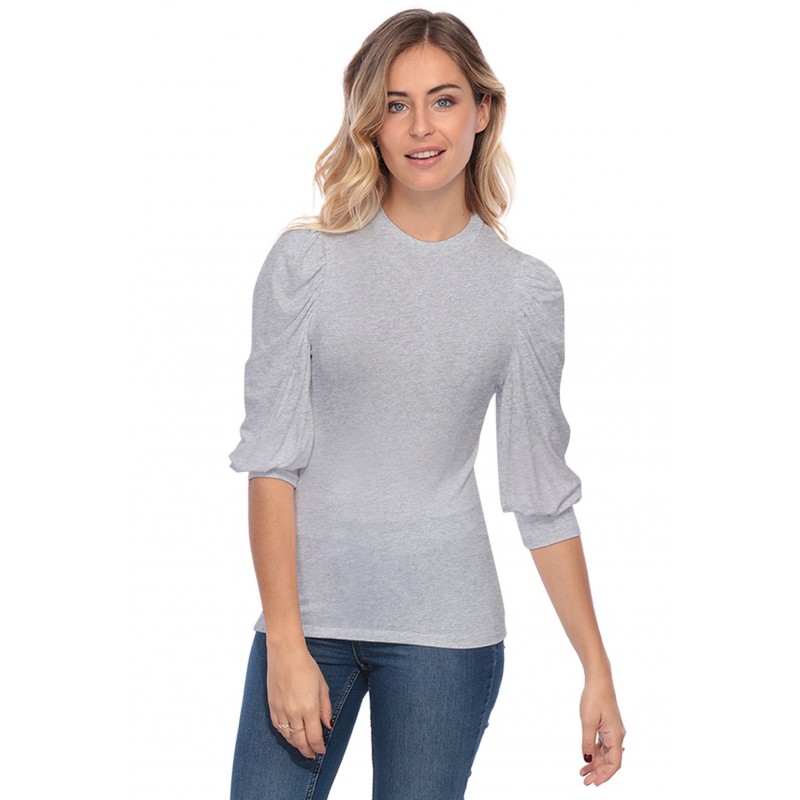 Tee-shirt col rond avec manches ballons LYANA Tee-shirt col rond avec manches ballons LYANA