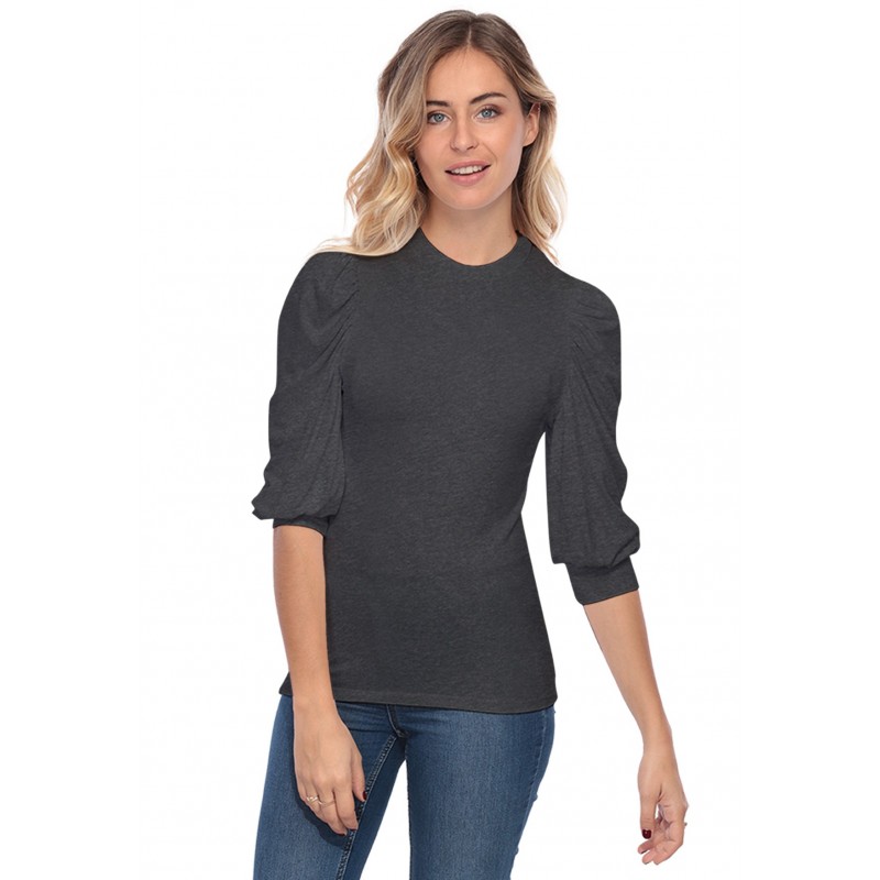 Tee-shirt col rond avec manches ballons LYANA Tee-shirt col rond avec manches ballons LYANA
