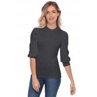 Tee-shirt col rond avec manches ballons LYANA