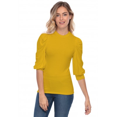 Tee-shirt col rond avec manches ballons LYANA