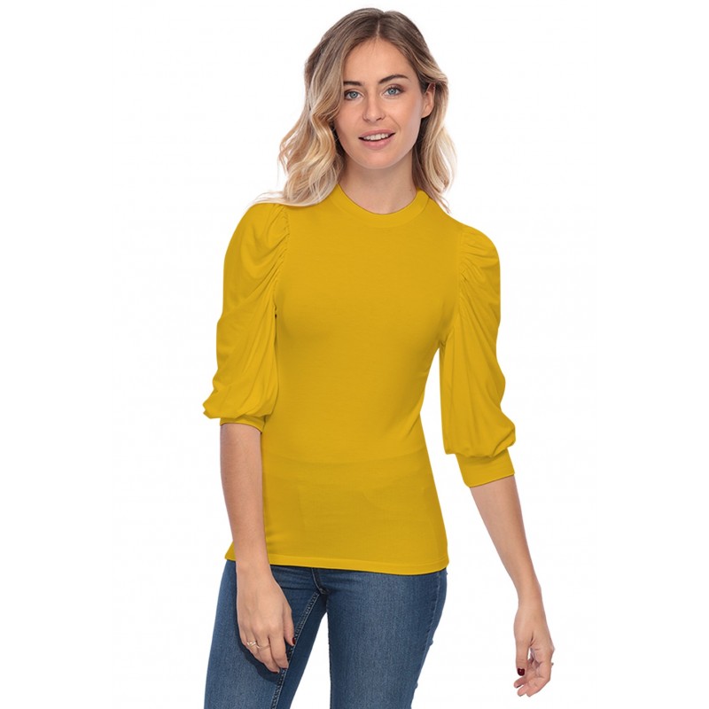 Tee-shirt col rond avec manches ballons LYANA Tee-shirt col rond avec manches ballons LYANA