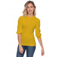 Tee-shirt col rond avec manches ballons LYANA