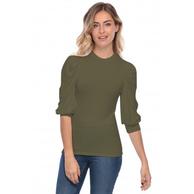 Tee-shirt col rond avec manches ballons LYANA