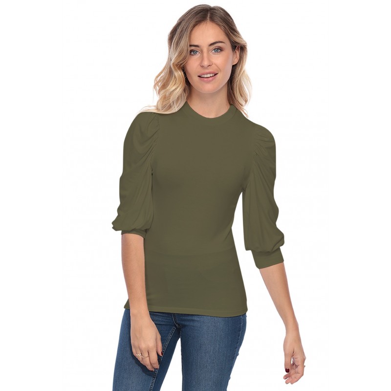 Tee-shirt col rond avec manches ballons LYANA Tee-shirt col rond avec manches ballons LYANA