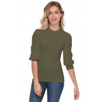 Tee-shirt col rond avec manches ballons LYANA
