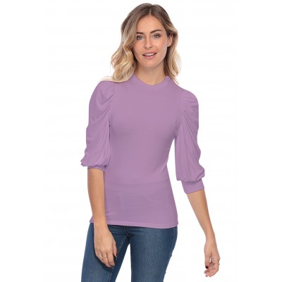 Tee-shirt col rond avec manches ballons LYANA