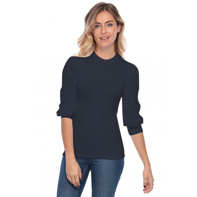 Tee-shirt col rond avec manches ballons LYANA Tee-shirt col rond avec manches ballons LYANA