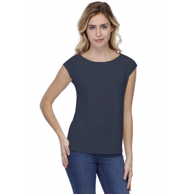 T-shirt coupe droite col bateau doublé devant manches capes en modal BINO02