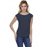 T-shirt coupe droite col bateau doublé devant manches capes en modal BINO02