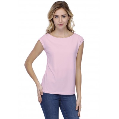 T-shirt coupe droite col bateau doublé devant manches capes en modal BINO02