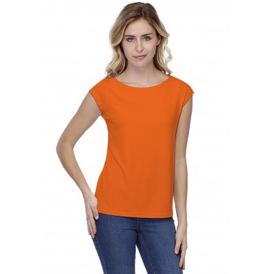 T-shirt coupe droite col bateau doublé devant manches capes en modal BINO02