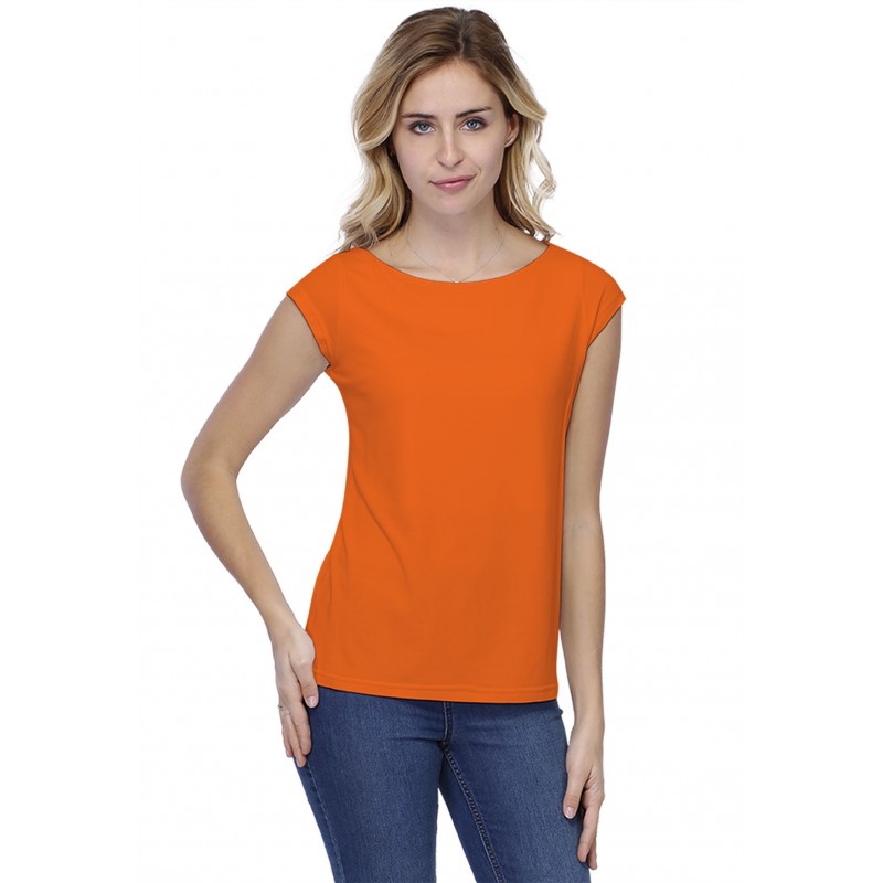 T-shirt coupe droite col bateau doublé devant manches capes en modal BINO02 T-shirt coupe droite col bateau doublé devant manches capes en modal BINO02
