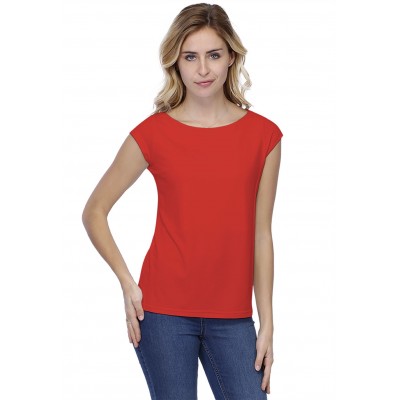 T-shirt coupe droite col bateau doublé devant manches capes en modal BINO02
