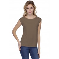 T-shirt coupe droite col bateau doublé devant manches capes en modal BINO02