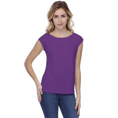 T-shirt coupe droite col bateau doublé devant manches capes en modal BINO02