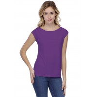 T-shirt coupe droite col bateau doublé devant manches capes en modal BINO02