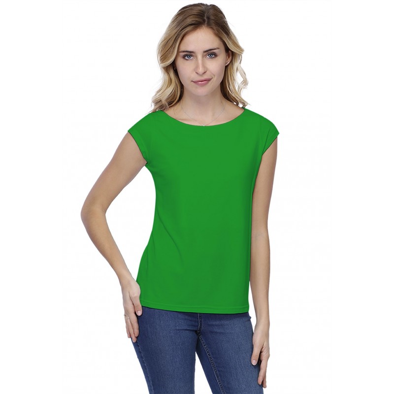 T-shirt coupe droite col bateau doublé devant manches capes en modal BINO02 T-shirt coupe droite col bateau doublé devant manches capes en modal BINO02