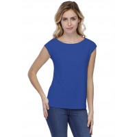 T-shirt coupe droite col bateau doublé devant manches capes en modal BINO02